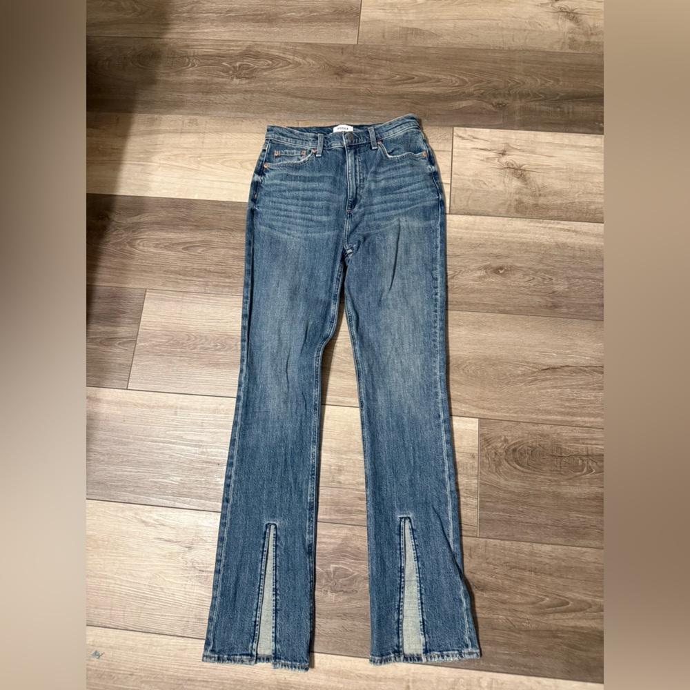 pistola Blue Split-Hem Straight Leg Jeans